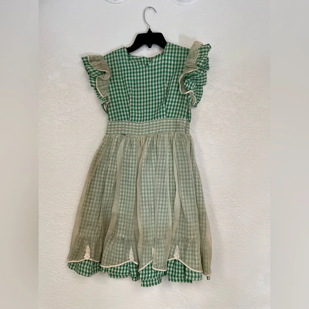 Vintage 60s dress with attached apron - Picture 3 of 6